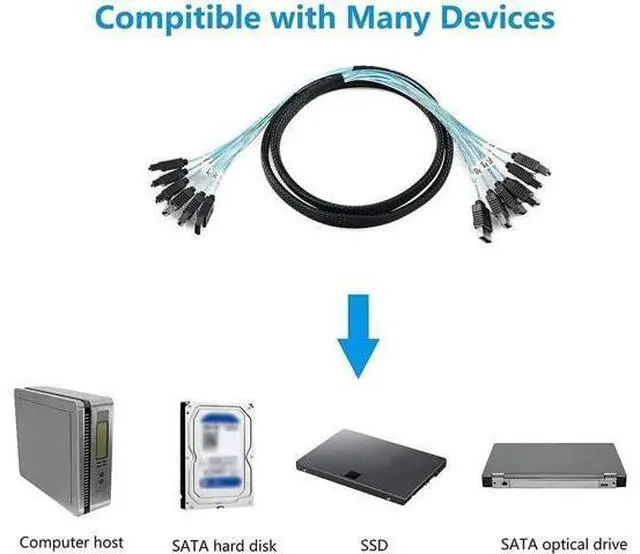 Alt view image 6 of 6 - High Speed 6Gbps 6pcs/Set Sata Cable SAS Cable for Server 0.5m