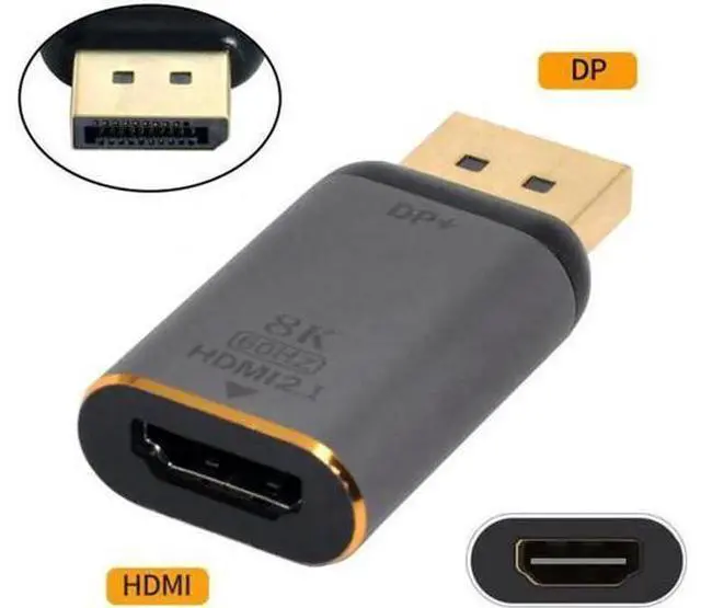 Alt view image 2 of 7 - DP-055-DPF DisplayPort 1.4 Source to HDMI 2.0 Display 8K 60hz UHD 4K DP to HDMI Male Monitor Adapter Connector