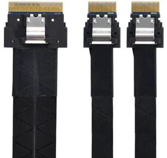 Alt view image 7 of 7 - PCI-E Ultraport Slimline SAS Slim 4.0 SFF-8654 8i 74pin to Dual SFF-8654 4i 38Pin Cable 40cm PCI-Express