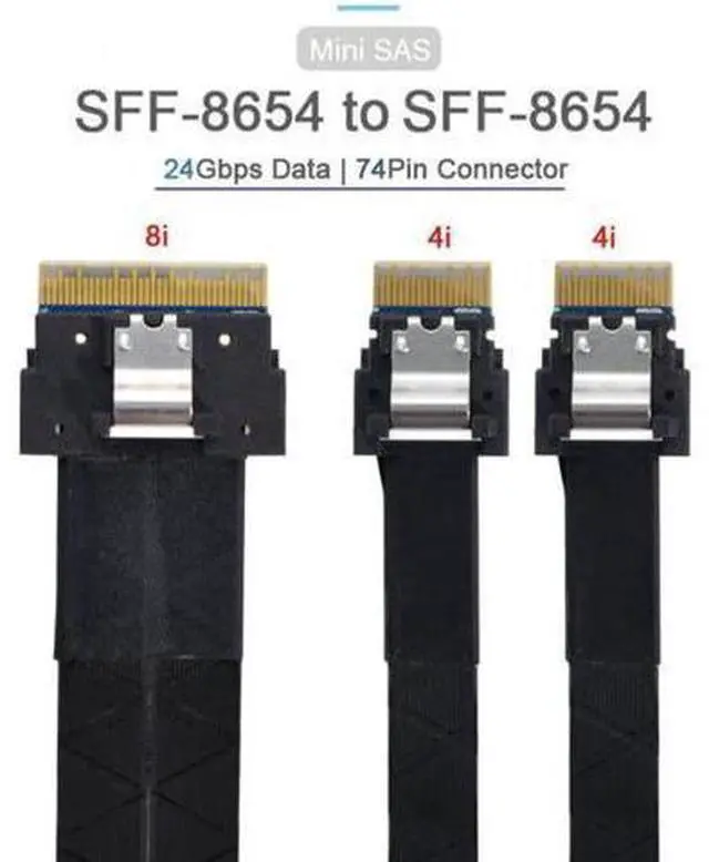 Alt view image 6 of 7 - PCI-E Ultraport Slimline SAS Slim 4.0 SFF-8654 8i 74pin to Dual SFF-8654 4i 38Pin Cable 40cm PCI-Express