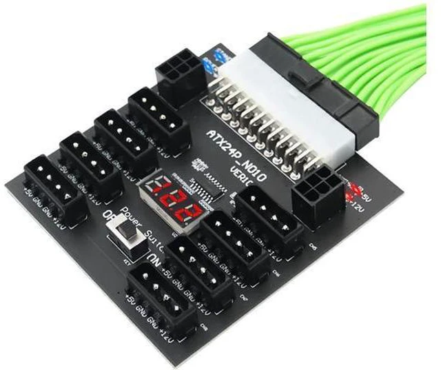 Alt view image 3 of 7 - Kingjinglo Mining Power Supply 800W ATX 24Pin Power Supply Breakout Board to 8Port 4Pin for Chia Mining 2Port 6Pin Power Video Card Server Adapter
