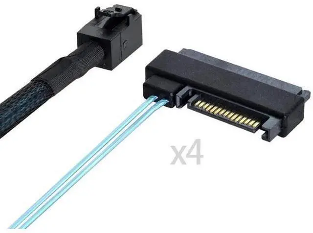 Alt view image 7 of 7 - Mini SAS SFF-8643 Host 1 to 4 SAS SFF-8482 29Pin Target SAS Disk 6Gbps Data Server Raid Cable 0.5M