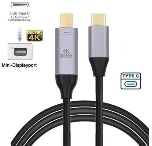 Alt view image 3 of 7 - USB 3.1 Type C USB-C to Mini DisplayPort DP Male 4K Monitor Cable for MacBook & Laptop 1.8m