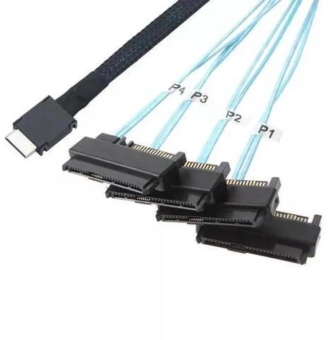 Main image of OCuLink PCIe SFF-8611 4I to 4X SFF8482 SAS 29P with SATA 15P Power Adapter Cable 50CM