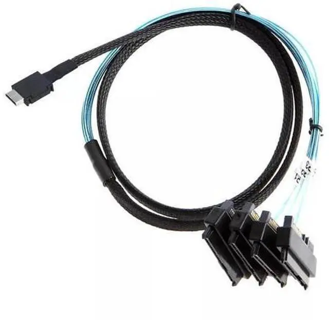 Alt view image 3 of 4 - OCuLink PCIe SFF-8611 4I to 4X SFF8482 SAS 29P with SATA 15P Power Adapter Cable 50CM
