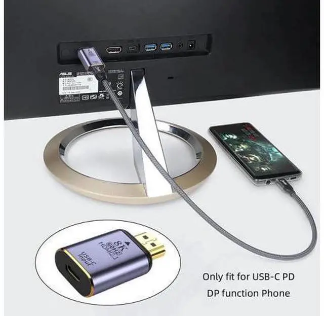 Alt view image 2 of 7 - USB-C Type C Female Source to HDMI Sink HDTV Adapter 8K@60hz 4K@120hz for Tablet & Phone & Laptop