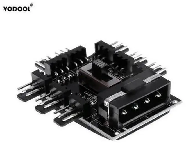 Main image of DIY 4Pin/3Pin 8 Way 12V SATA Computer Case Cooling Cooler Fan Radiator Hub Plate Support Water Cooling Pump Cable Switch