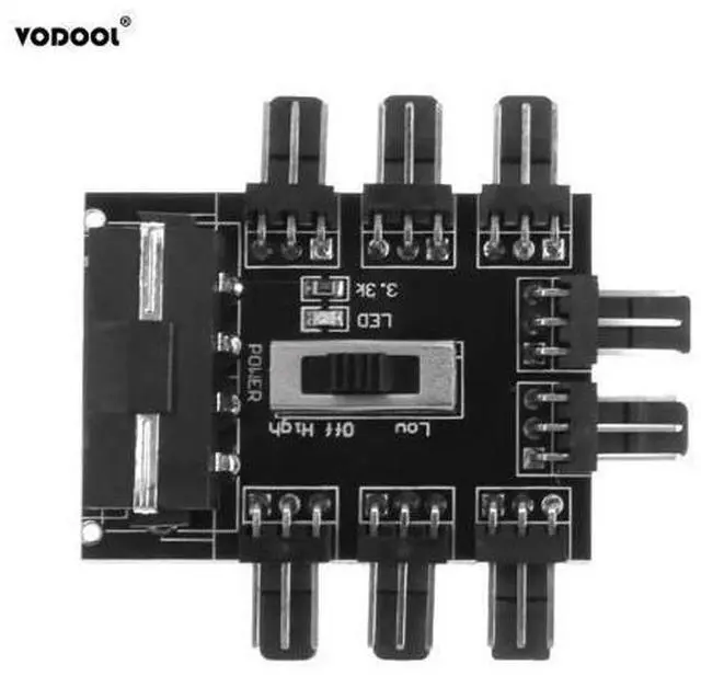 Alt view image 3 of 5 - DIY 4Pin/3Pin 8 Way 12V SATA Computer Case Cooling Cooler Fan Radiator Hub Plate Support Water Cooling Pump Cable Switch