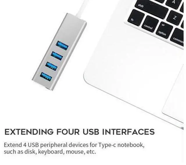 Alt view image 3 of 5 - Type-C HUB USB 3.0*3 HUB with RJ45 Gigat Ethernet LAN Port Converter for MacBook Air/MacBook Pro USB HUB Adapter vs USB 3.0*4