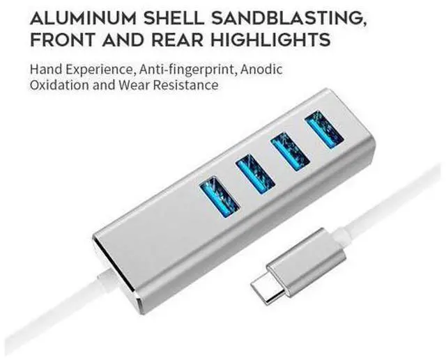 Alt view image 5 of 5 - Type-C HUB USB 3.0*3 HUB with RJ45 Gigat Ethernet LAN Port Converter for MacBook Air/MacBook Pro USB HUB Adapter vs USB 3.0*4