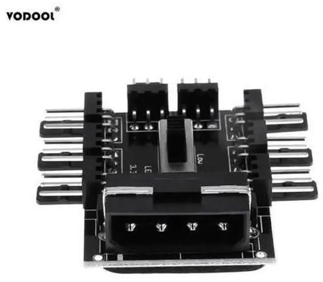 Alt view image 5 of 5 - DIY 4Pin/3Pin 8 Way 12V SATA Computer Case Cooling Cooler Fan Radiator Hub Plate Support Water Cooling Pump Cable Switch