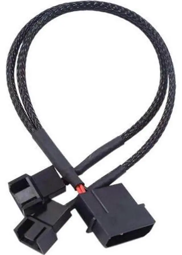 Alt view image 6 of 6 - Molex to 3 Pin 4 Pin Fan Sleeved Power Splitter Cable Adapter,Molex LP4 to 2 x TX3 / TX4 (PWM) 12V PC Case Fan Cooler Y Splitter Power Extension Cord - 10 Inch,Black
