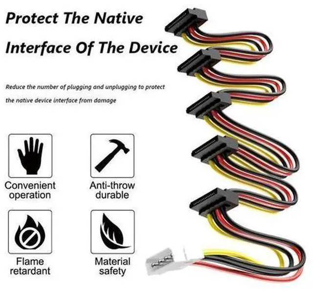 Alt view image 3 of 3 - SATA 1 to 5 SATA Hard Disk 3.5/2.5 inch Power Supply Splitter Adapter Cable Cord Splitter Power DIY Sever for PC Sever