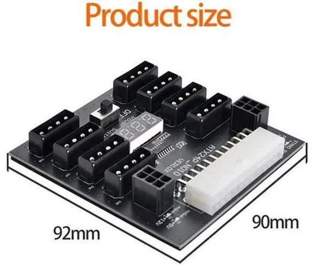 Alt view image 2 of 7 - ATX PSU Server Power Board 24Pin to IDE 8x 4Pin +2x 6Pin Power Supply Board for CHIA ETH BTC Mining Miner
