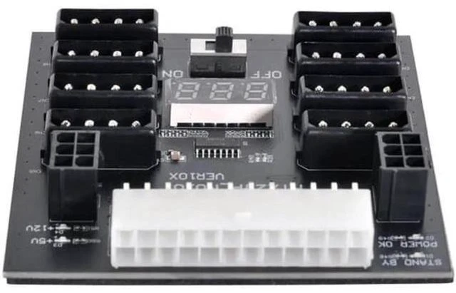 Alt view image 7 of 7 - ATX PSU Server Power Board 24Pin to IDE 8x 4Pin +2x 6Pin Power Supply Board for CHIA ETH BTC Mining Miner