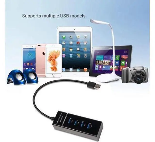 Alt view image 5 of 5 - 4-Port USB 3.0 Hub Long Cable 12/48-inch with Micro USB Charging Port Fast Transfer USB Hub Extender Extension Connector