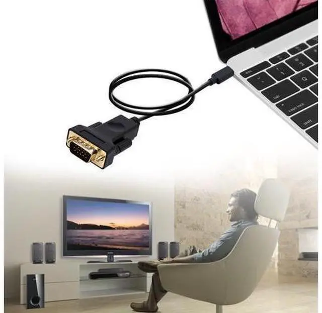 Alt view image 6 of 7 - USB-C To VGA,CableDeconn Thunderbolt 3 Type C to VGA Male Converter Adapter Cable 1.8M