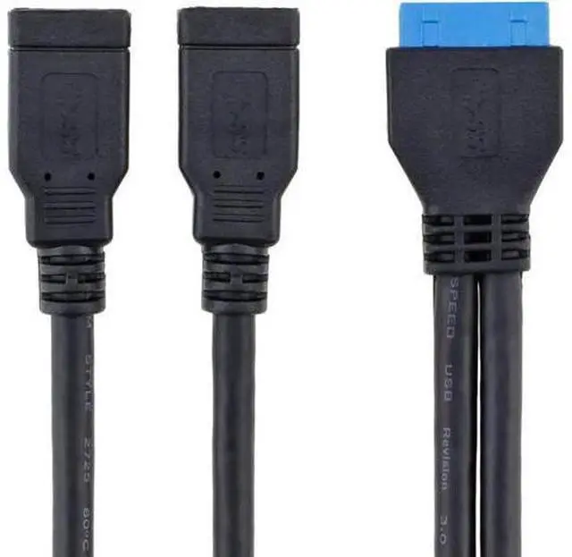 Alt view image 2 of 4 - 2 Port Internal USB 3.0 Motherboard 20-Pin Header to 2x USB 3.0 A 10-Inch Fem