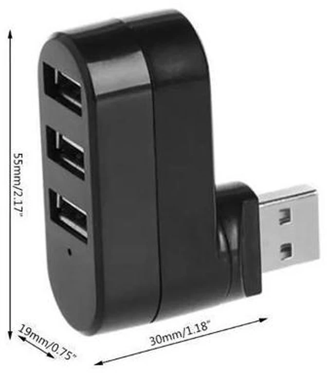 Alt view image 2 of 5 - 3 Port Multi 2.0 USB Hub Mini USB Hub High Speed Rotate Splitter For Laptop PC LX9B