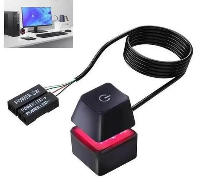 Main image of 2PCS Desktop Computer Power Switch ON/OFF Colorful Backlight Mechanical Shaft Key External Remote Start PC Motherboard Reset Button