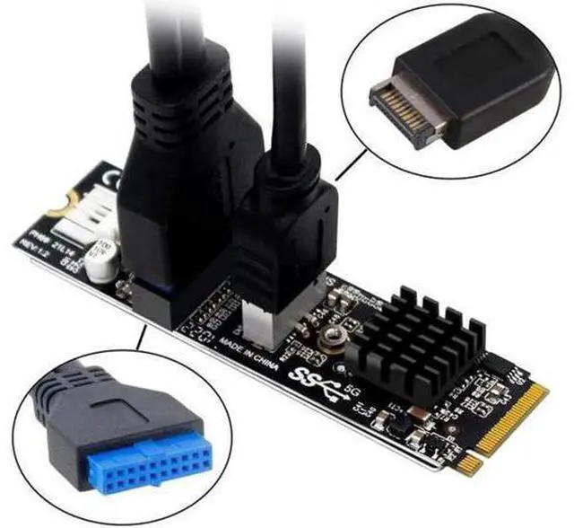 Alt view image 6 of 7 - 5Gbps Type-E USB 3.1 Front Panel Socket USB 2.0 to NVME NGFF M-Key Express Card VL805 Adapter for Motherboard
