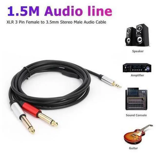 Alt view image 4 of 4 - 1.8m 3.5mm To 6.35mm Adapter Audio Cable Gold Plated 3.5mm To Double 6.35mm TRS Cable Aluminum Housing for Home Stereo System
