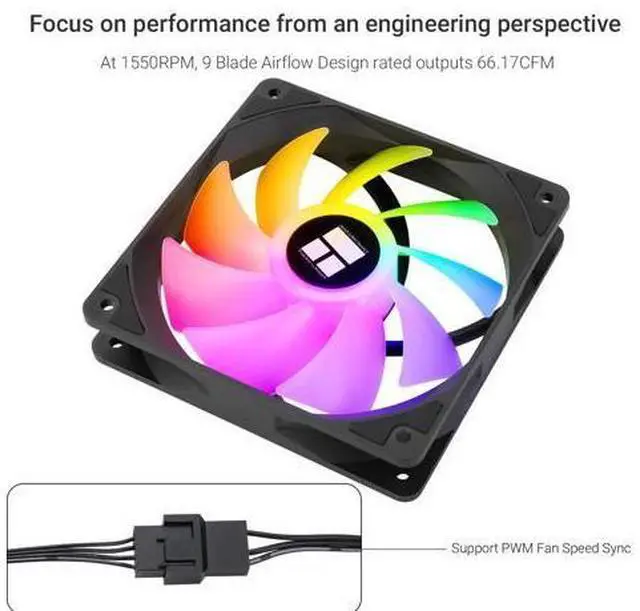 Alt view image 3 of 7 - T TL-C12C-S CPU Fan 120mm ARGB Case Cooler Fan, 4pin PWM Silent Computer Fan with S-FDB Bearing Included, up to 1550RPM Cooling Fan3 Quantities