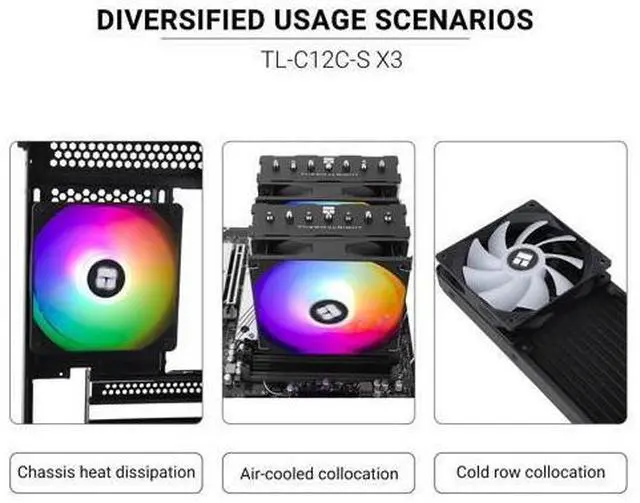 Alt view image 6 of 6 - T TL-C12C-S X3 CPU Fan 120mm ARGB Case Cooler Fan, 4pin PWM Silent Computer Fan with S-FDB Bearing Included, up to 1500RPM Cooling Fan3 Quantities