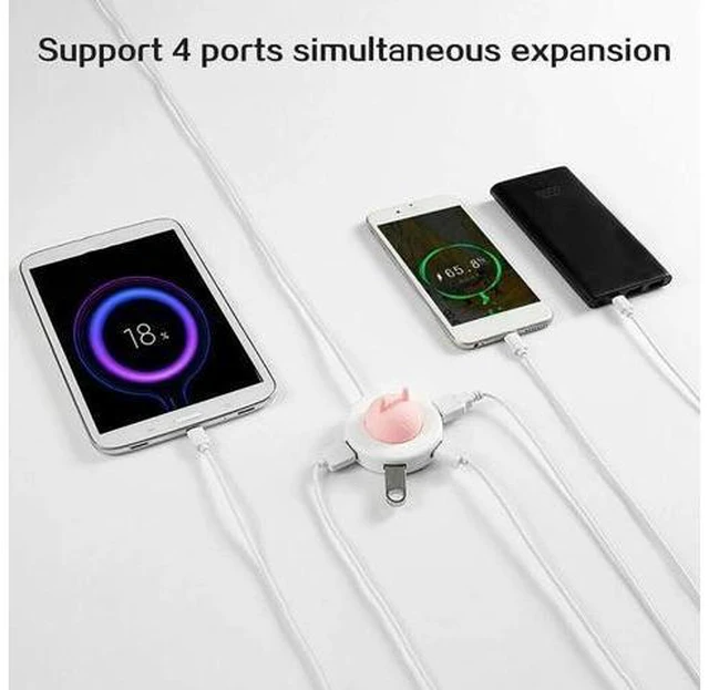 Alt view image 5 of 5 - Cute USB Night Light Hub Portable Atmosphere Night Light Hub Extender 4 Port USB Splitter Cable Cartoon