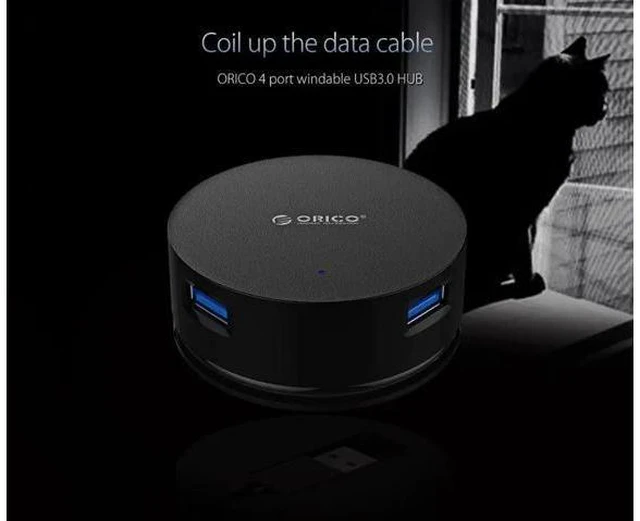 Alt view image 2 of 5 - Mini USB 3.0 HUB Super Speed 4 Port USB Splitter OTG Adapter With Power Supply Port Cable Winder for Macbook Air Laptop PC
