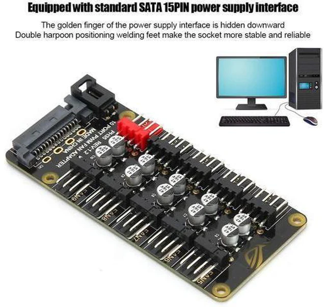 Alt view image 3 of 7 - Richer-R PWM Fan Hub Splitter, PH35 PWM Fan HUB Motherboard Desktop PC Controller Adapter,CPU PWM Fan Controller Hub PWM Case Fan Splitter Support 3Pin 4Pin(ph35)