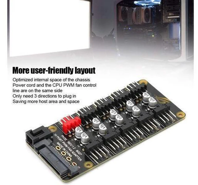 Alt view image 4 of 7 - Richer-R PWM Fan Hub Splitter, PH35 PWM Fan HUB Motherboard Desktop PC Controller Adapter,CPU PWM Fan Controller Hub PWM Case Fan Splitter Support 3Pin 4Pin(ph35)