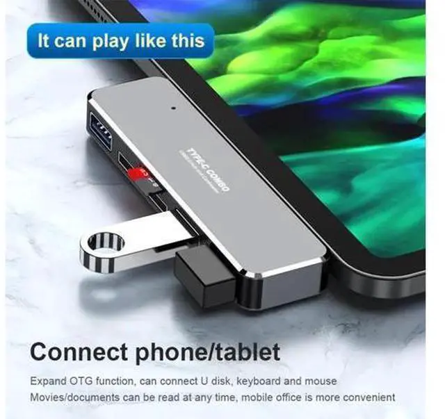 Alt view image 2 of 5 - C USB 3.0 to 4K USB 3.0 SD TF Card Reader 5 in1 Hub Adapter USB extender For Laptap PC