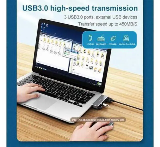 Alt view image 4 of 5 - C USB 3.0 to 4K USB 3.0 SD TF Card Reader 5 in1 Hub Adapter USB extender For Laptap PC