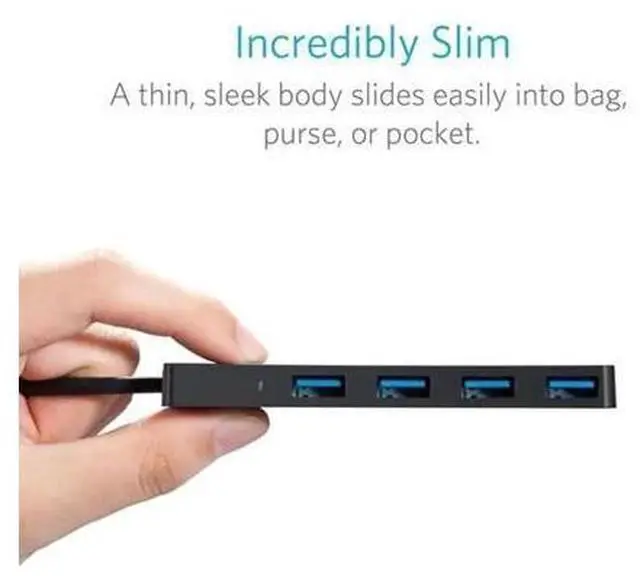 Alt view image 4 of 5 - 4-Port Ultra-Slim USB 3.0 Hub with 2ft Extended Cable for Mac Pro HDD Ultra-thin Usb 3.0 Hub