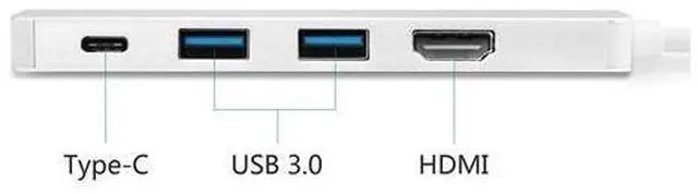 Alt view image 4 of 5 - Adapter Hub 4in1 2 USB 3.0 Ports USB-C Power Charge Port + 4K For Macbook Pro Air//Dell Type C Port