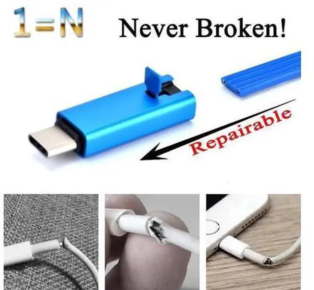 Alt view image 2 of 5 - Micro USB C Cable Reborn Type C Cable Tipo C Charging Wire Reusable for iPhone 8 7 Mi 9 Plus Mole Phone Charger Cord