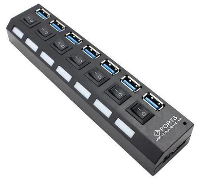 Alt view image 5 of 5 - HUB 3.0 4/7 Ports Micro 3.0 HUB Splitter with Power Adapter Hab High Speed 5gbps Splitter 3 HUB for PC 2 Years