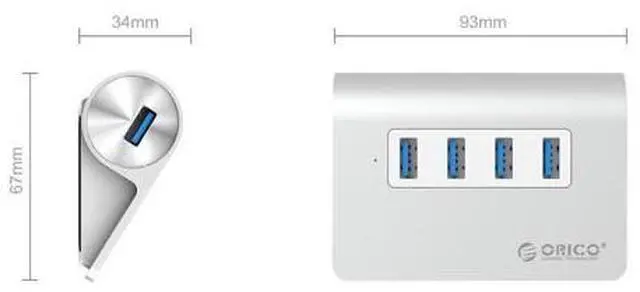 Alt view image 3 of 7 - Aluminum USB HUB 4 Ports USB 3.0 HUB High Speed Mini Splitter Portable Hub for Laptop PC Computer With 1M Data Cable