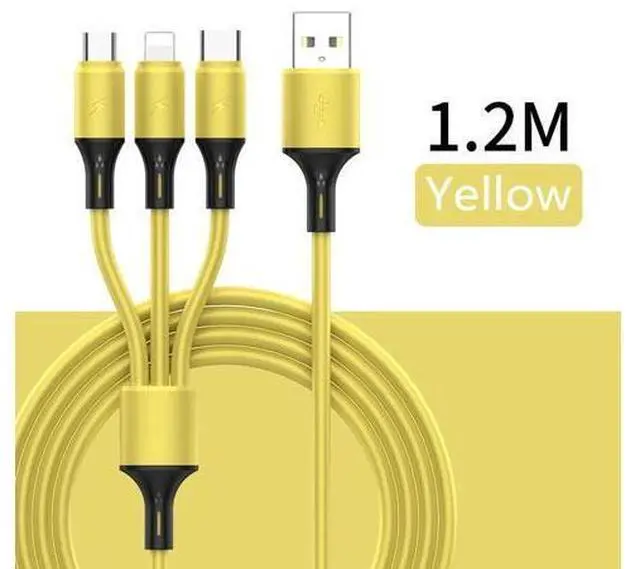 Main image of SiliconeThree-in-One Cable Fast Charging Cable For Android Type-c Cable Triple For Apple Line