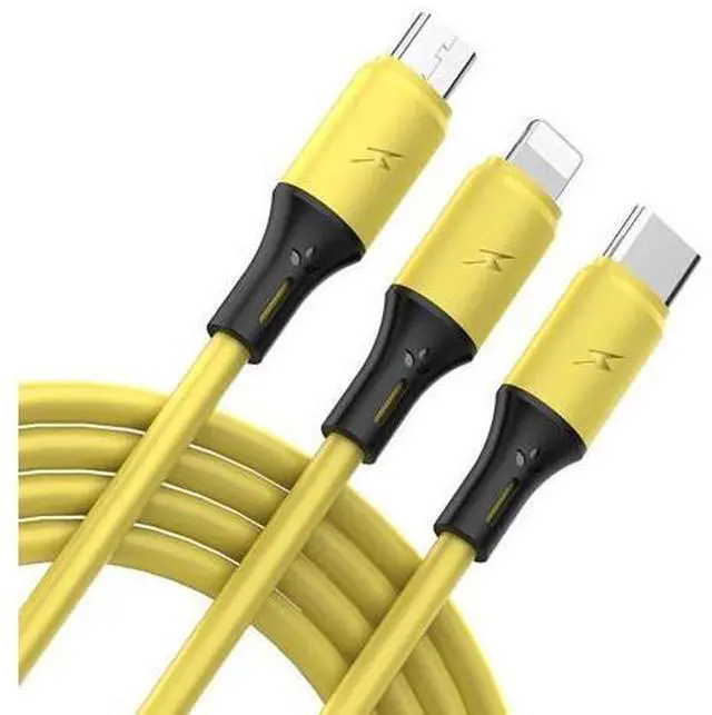 Alt view image 2 of 5 - SiliconeThree-in-One Cable Fast Charging Cable For Android Type-c Cable Triple For Apple Line