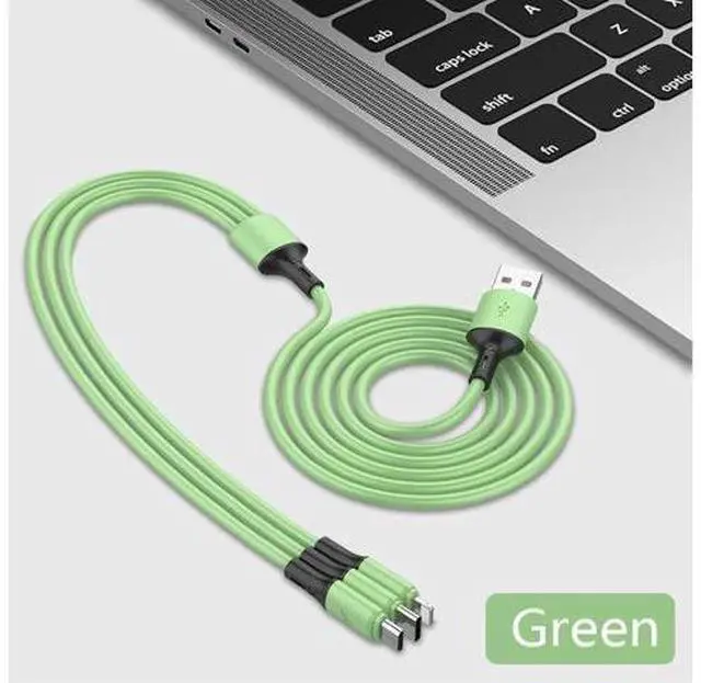 Alt view image 5 of 5 - SiliconeThree-in-One Cable Fast Charging Cable For Android Type-c Cable Triple For Apple Line