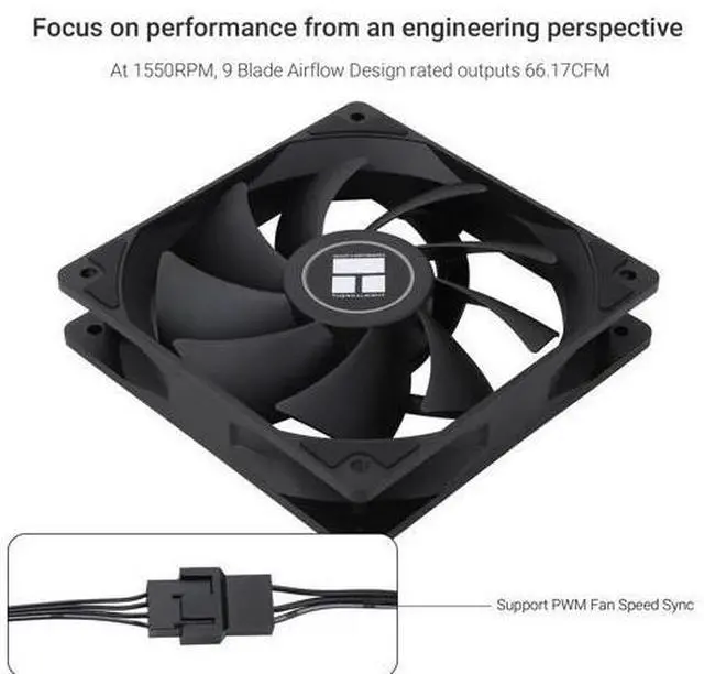 Alt view image 3 of 5 - T TL-C12C X3 CPU Fan 120mm Case Cooler Fan, 4pin PWM Silent Computer Fan with S-FDB Bearing Included, up to 1550RPM Cooling Fan3 Quantities