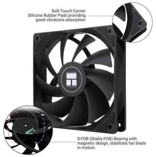 Alt view image 4 of 5 - T TL-C12C X3 CPU Fan 120mm Case Cooler Fan, 4pin PWM Silent Computer Fan with S-FDB Bearing Included, up to 1550RPM Cooling Fan3 Quantities