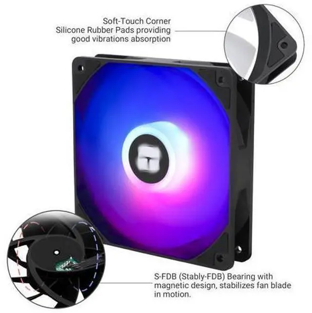Alt view image 4 of 6 - T TL-C12C-S X3 CPU Fan 120mm ARGB Case Cooler Fan, 4pin PWM Silent Computer Fan with S-FDB Bearing Included, up to 1500RPM Cooling Fan3 Quantities