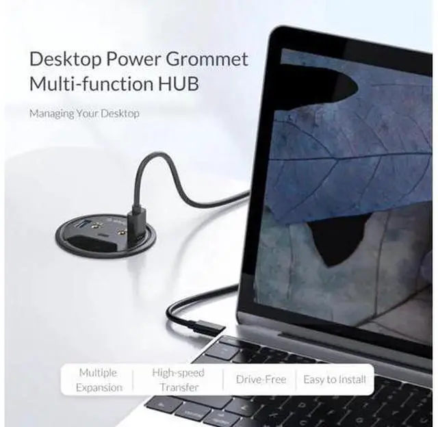 Alt view image 2 of 5 - USB HUB High Speed 5Gbps Desktop Grommet With USB 3.0 Headphone Multiport Adapter 5 Ports Type C Port Adapter For Laptop