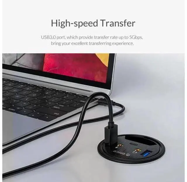Alt view image 5 of 5 - USB HUB High Speed 5Gbps Desktop Grommet With USB 3.0 Headphone Multiport Adapter 5 Ports Type C Port Adapter For Laptop