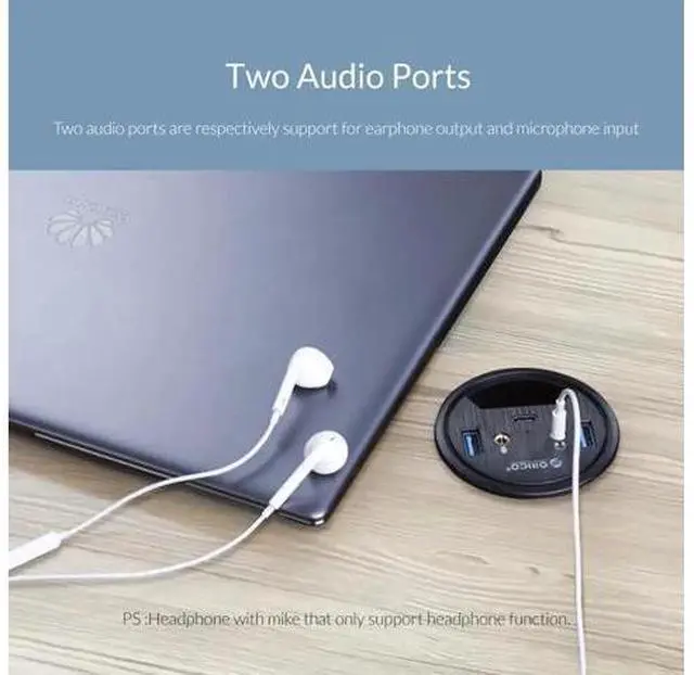 Alt view image 4 of 5 - USB HUB High Speed 5Gbps Desktop Grommet With USB 3.0 Headphone Multiport Adapter 5 Ports Type C Port Adapter For Laptop