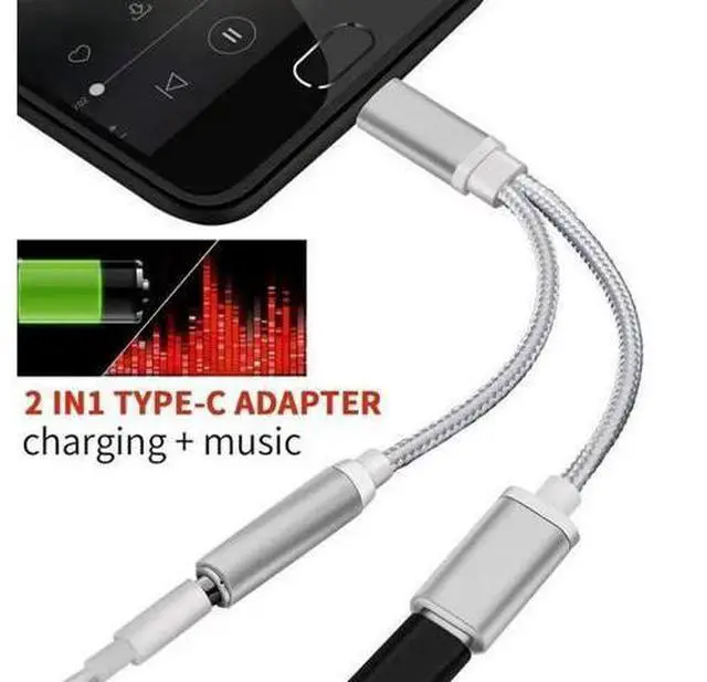 Main image of For 2 in 1 USB Type C Cable Fast Charge wire Audio phone Charging Wire USB C 3.5mm Cable