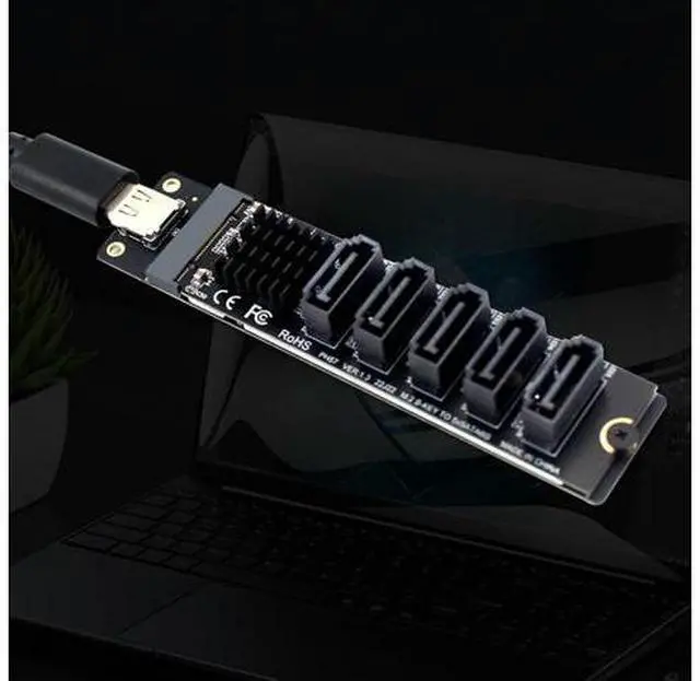 Alt view image 2 of 3 - Type C To 5-Port SATA 3.0 Adapter Card 6Gbps JM575+JMS580 Chip USB C To SATA 3.0 Expansion Card Type C To 5-Ch SATA 3.0 Expander